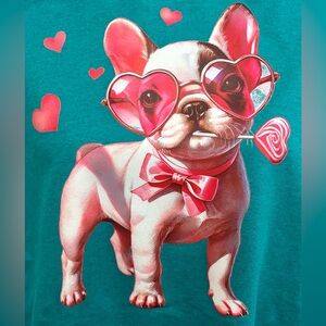 NEW Teal T-Shirt with French Bulldog Graphic